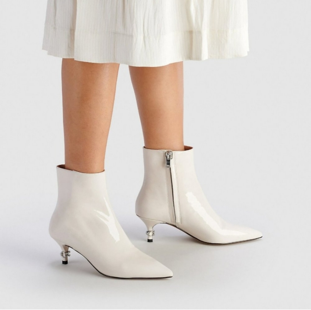 COACH Women's Jewel Kitten-Heel Booties - Chalk 7.5M